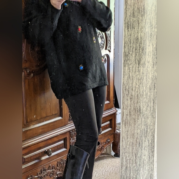 Silk and Lambswool Tunic with Large Beads and Sequins - Picture 9 of 12